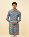 Royal Blue Shankh Motif Printed Kurta Set